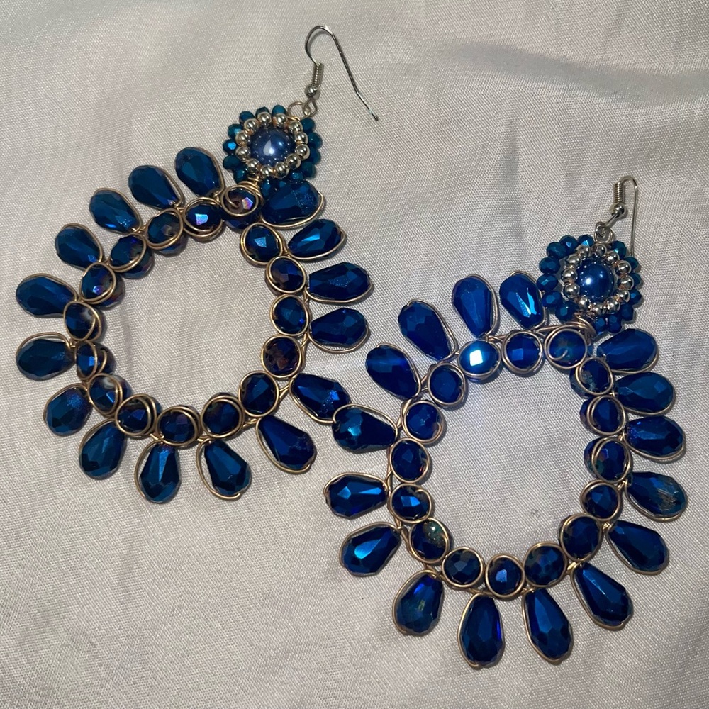 Handcrafted Blue beaded earrings